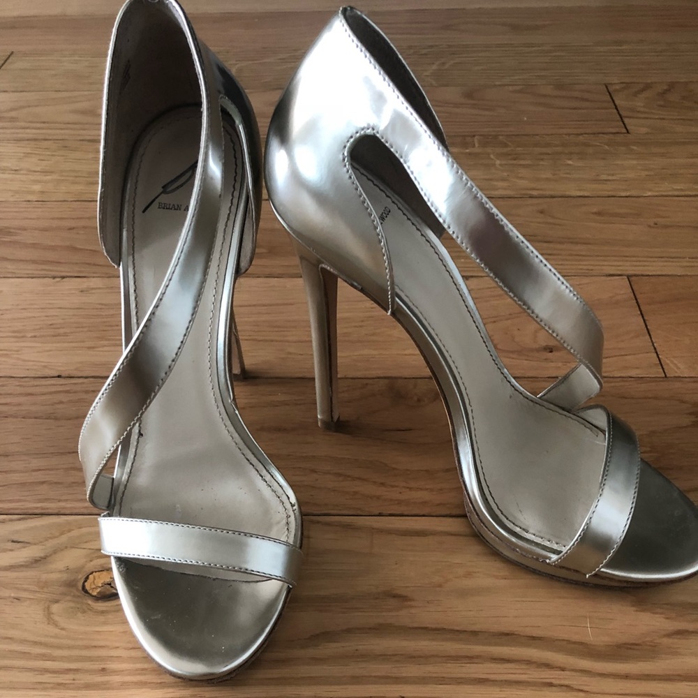 Brian Atwood Silver strap sandal heels